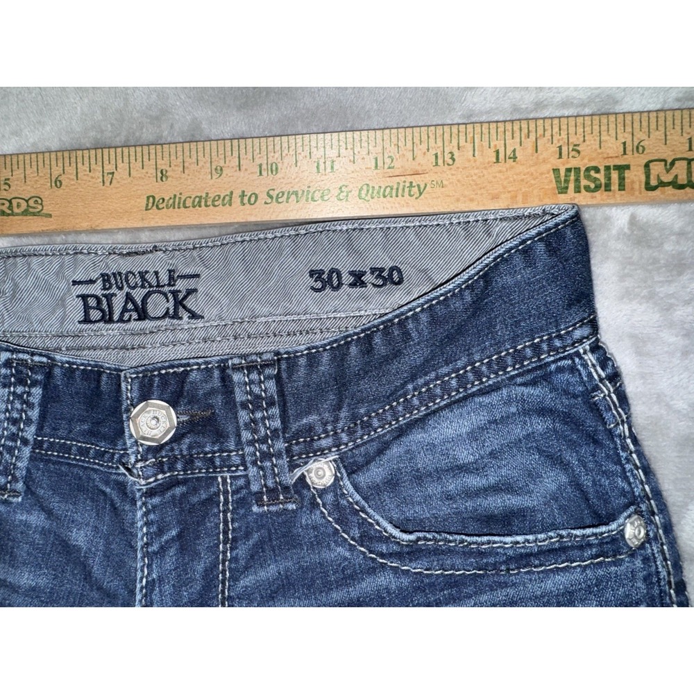 Buckle Black Men's Jeans 30X30 Slim Straight Low Rise Stretch Thick Stitch - Picture 6 of 16